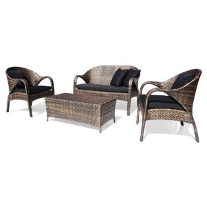 Conjunto de Sofá Cancun, composto por Sofá, duas poltronas e mesa de centro.